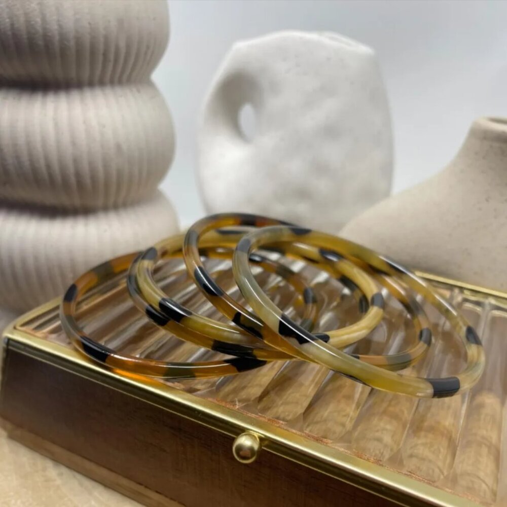 Handmade Leopard Buffalo Horn Bangle